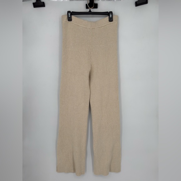 Mon Renn Beige Ribbed Knit Pants size Large - Picture 2 of 5
